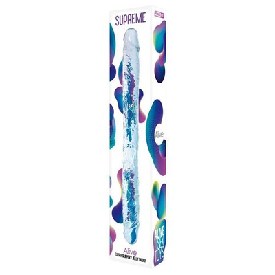 Прозрачный двусторонний фаллоимитатор Supreme Jelly Dildo - 38,5 см. (Цвет: прозрачный)