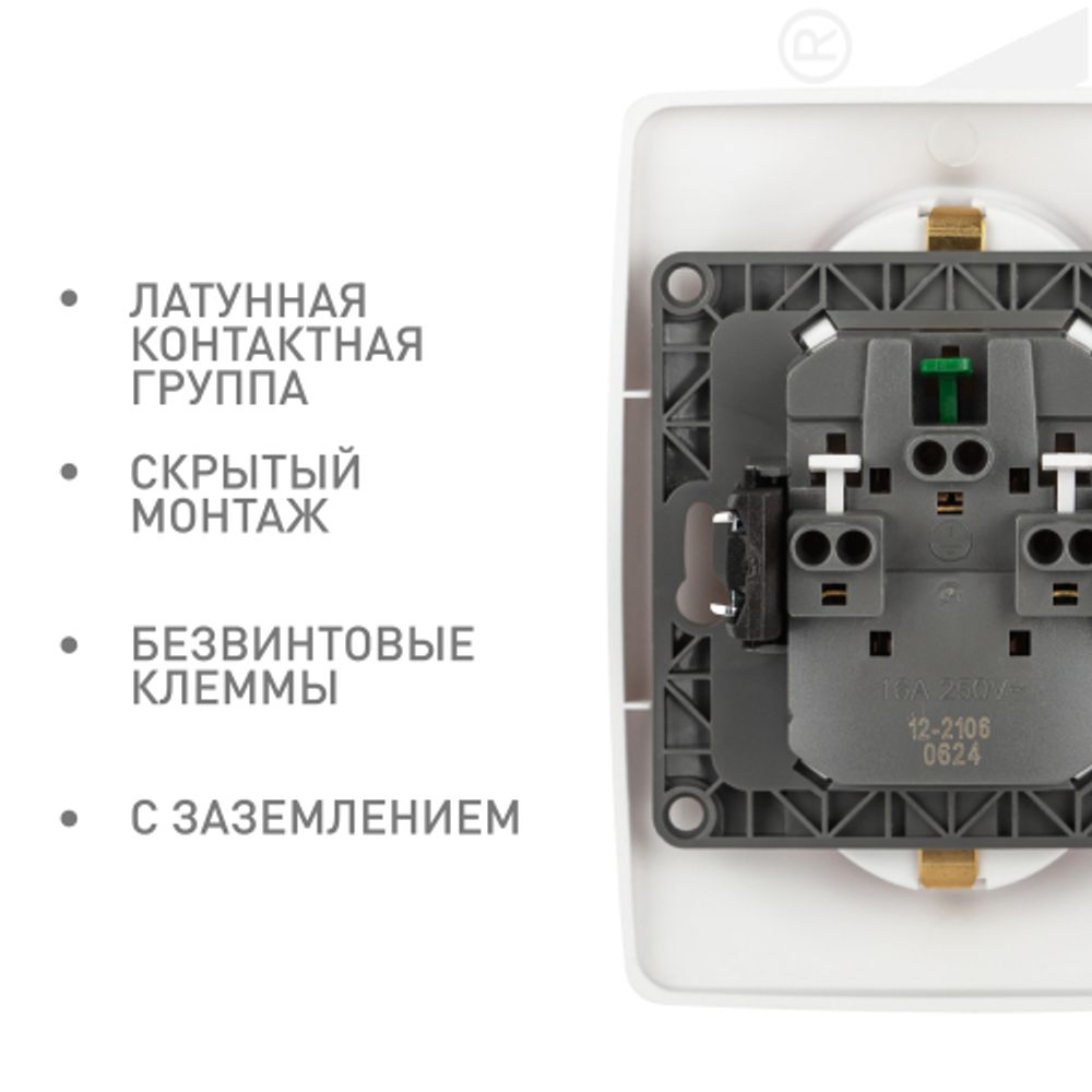 Розетка ЭРА Серия 12 12-2106-01М 2X2P+E Schuko 16А-250В белый матовый | Эра 12