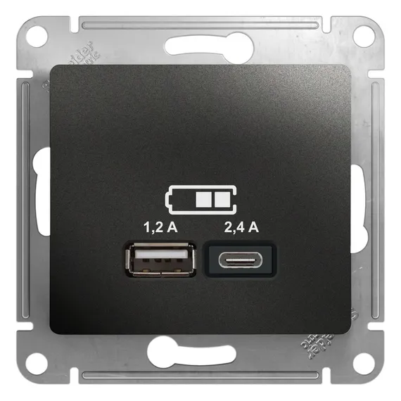 Розетка с USB A+C Systeme Electric Glossa Антрацит GSL000739