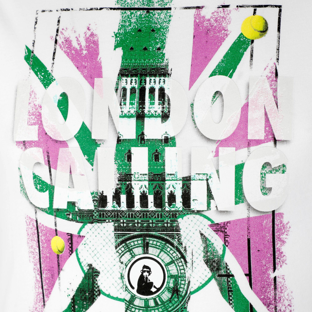 Мужское теннисное поло Quiet Please London Calling T-Shirt Men - White, Multicoloured