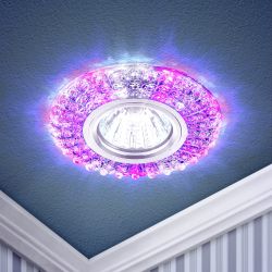 DK LD2 SL/WH+PU Светильник ЭРА декор cо светодиодной подсветкой( белый+фиолетовый), прозрачный | Встраиваемые LED светильники