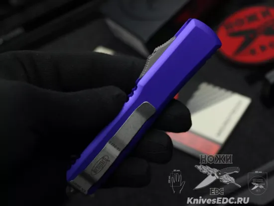 Microtech Ultratech S/E - нож автомат., фиолет. алюм. рук-ть, клинок апокалиптик