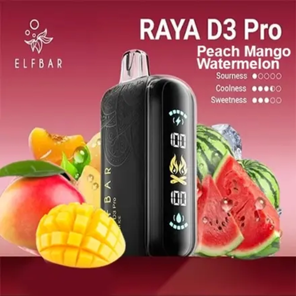 ELF BAR RAYA D3 Pro - Peach Mango Watermelon (5% nic)
