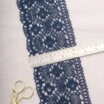 Кружево вязаное (тесьма) шир.125 мм / 25 метров, хлопок, рис. 125.01.038, темно-синий, С3749Г17