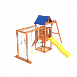 Детская площадка Fun Land с сеткой, рукоходом, качелями и плетенным креслом