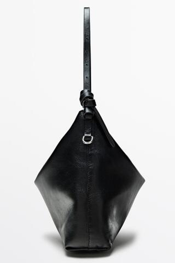 Massimo Dutti Средняя сумка из кожи наппа, черный