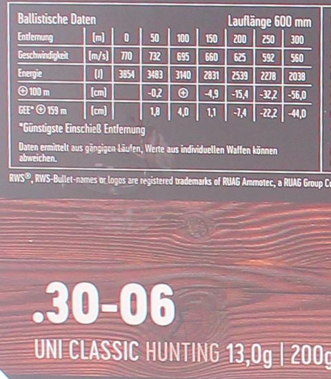 Патрон нарезной RWS кал. 30-06  UNI Classic 13 гр. 200 grn.