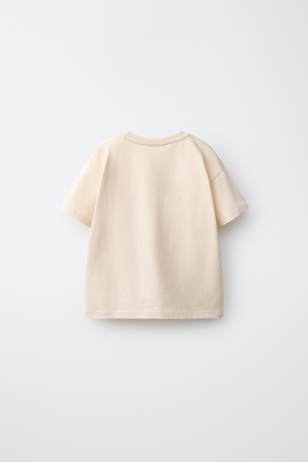 ZARA ОДНОТОННАЯ ФУТБОЛКА С ВЫШИВКОЙ «СЕРДЦЕ», ВАНИЛЬНЫЙ