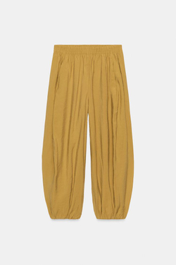 ZARA ОБЪЕМНЫЕ БРЮКИ-ШАРОВАРЫ, ГОРЧИЧНЫЙ