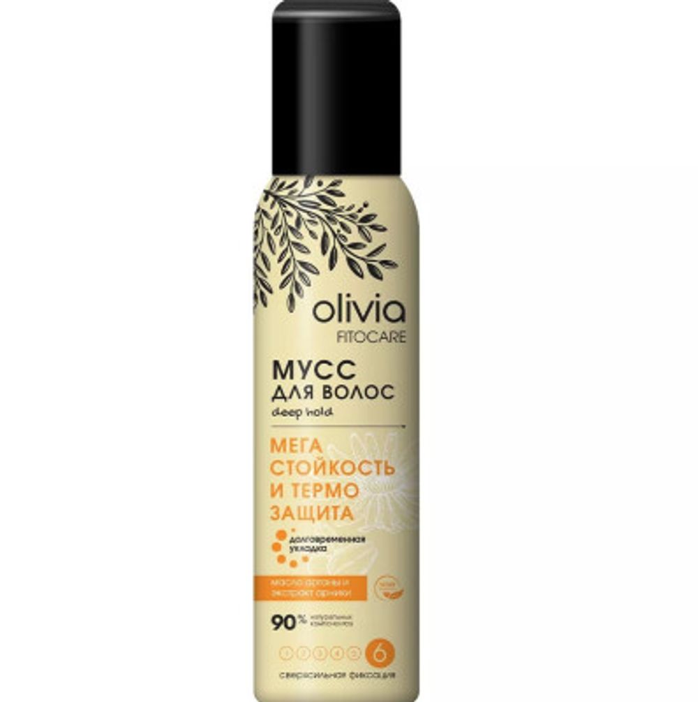 Мусс для укладки OLIVIA Fitocare Мега стойк и Термо защита 150мл