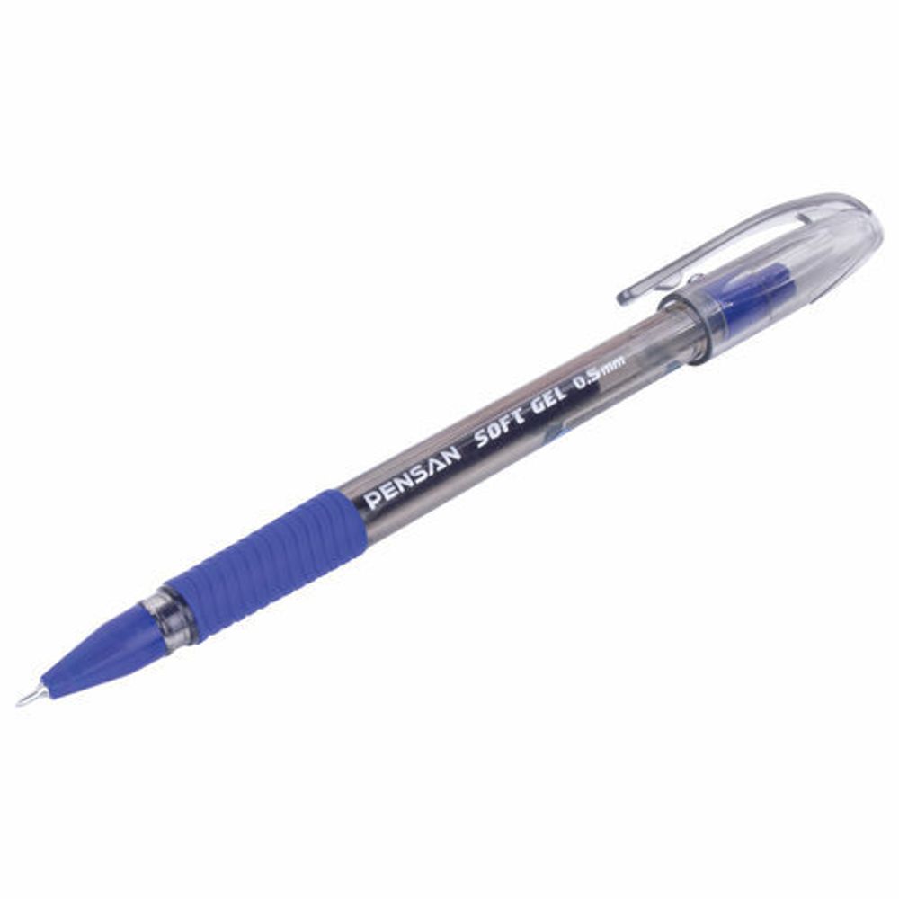 Ручка гелевая с грипом PENSAN "Soft Gel Fine", СИНЯЯ, игольчатый узел 0,5 мм, линия 0,4 мм, 2420/12