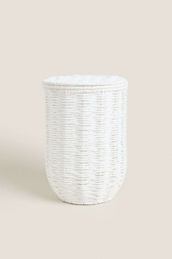 ZARA HOME КОРЗИНА ДЛЯ МУСОРА СО СЪЕМНОЙ КРЫШКОЙ, БЕЛЫЙ
