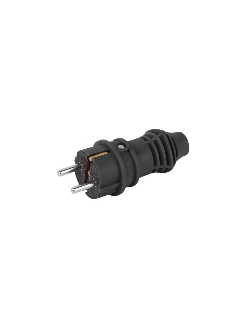 Вилка прямая VX13-B-IP44 16А IP44 с заземл. каучук черн. Эра Б0069321