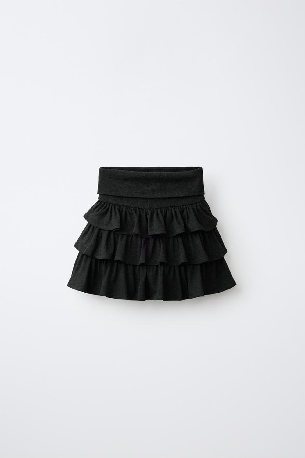 ZARA ЮБКА-ШОРТЫ С ВОЛАНАМИ И ОТВОРОТОМ, АНТРАЦИТОВО-СЕРЫЙ