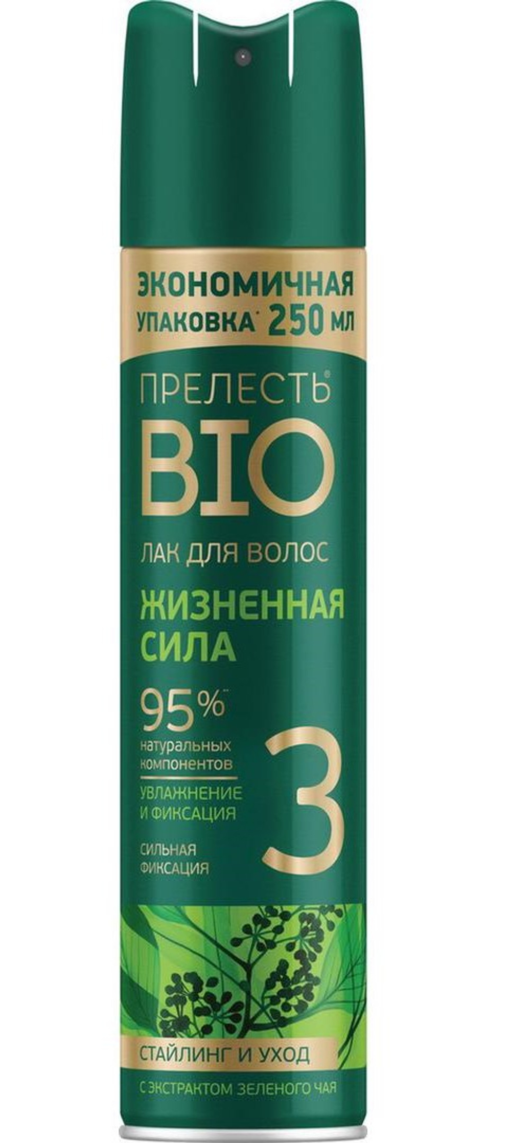 Лак для волос "Прелесть Био" СФ с экстр. зеленого чая 250мл, блок 12шт.