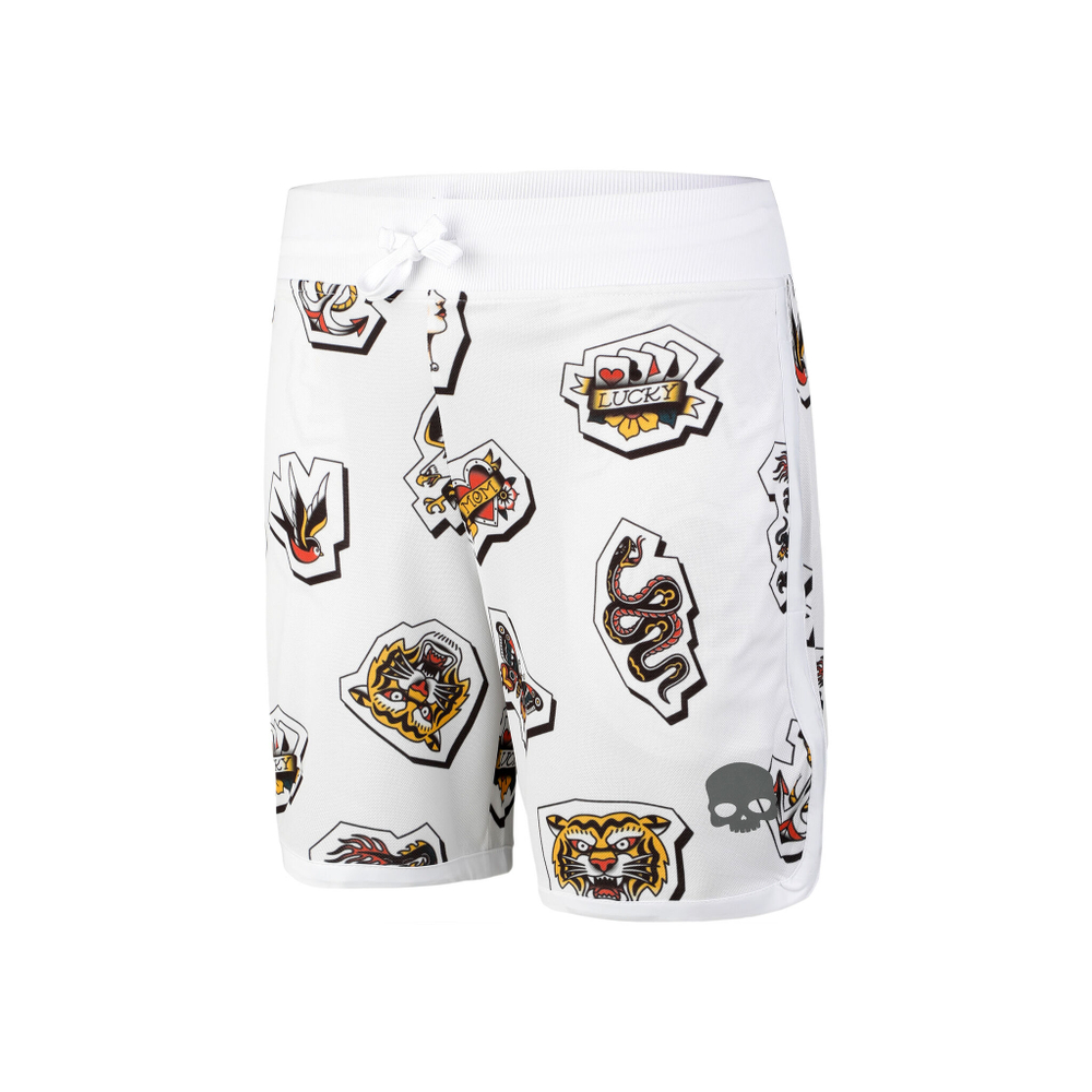 Мужские теннисные шорты Hydrogen Tech Tattoo Shorts Men - White, Multicoloured