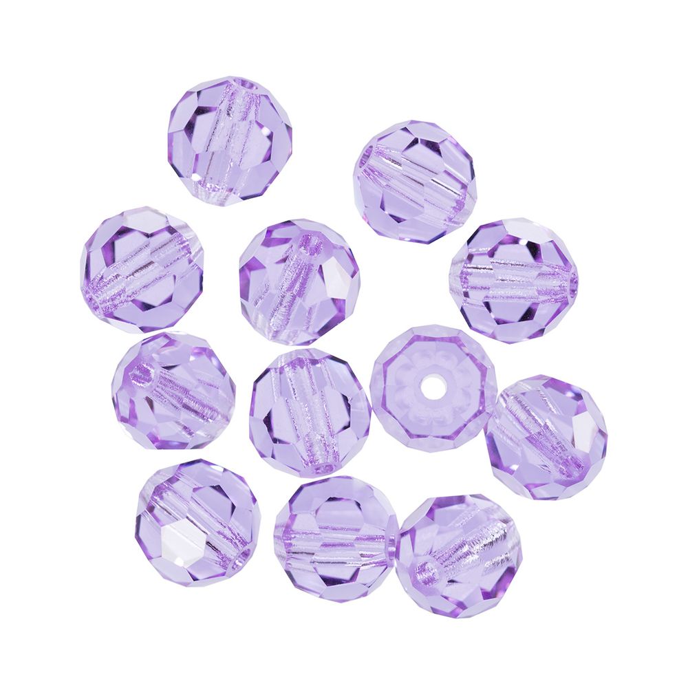 Бусины стекло ⌀6 мм, 12 шт, сиреневый/violet, Preciosa 451-19-602