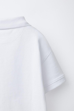 ZARA ОДНОТОННОЕ ПОЛО ПИКЕ, БЕЛЫЙ