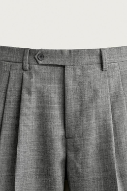 ZARA БРЮКИ ИЗ 100% ШЕРСТИ СО СКЛАДКАМИ, МЯГКИЙ СЕРЫЙ