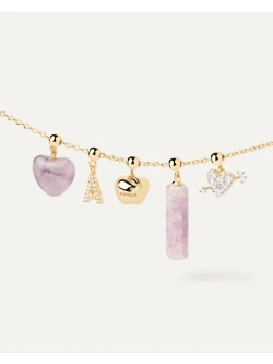 Подвеска-шарм Amethyst Heart серебро 925 пробы покрытое золотом