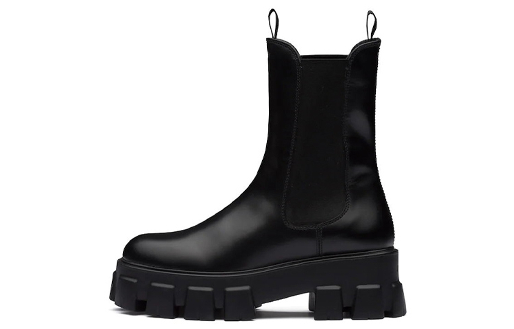 PRADA Monolith 55mm Ankle Boot Black Brushed Leather Women"s