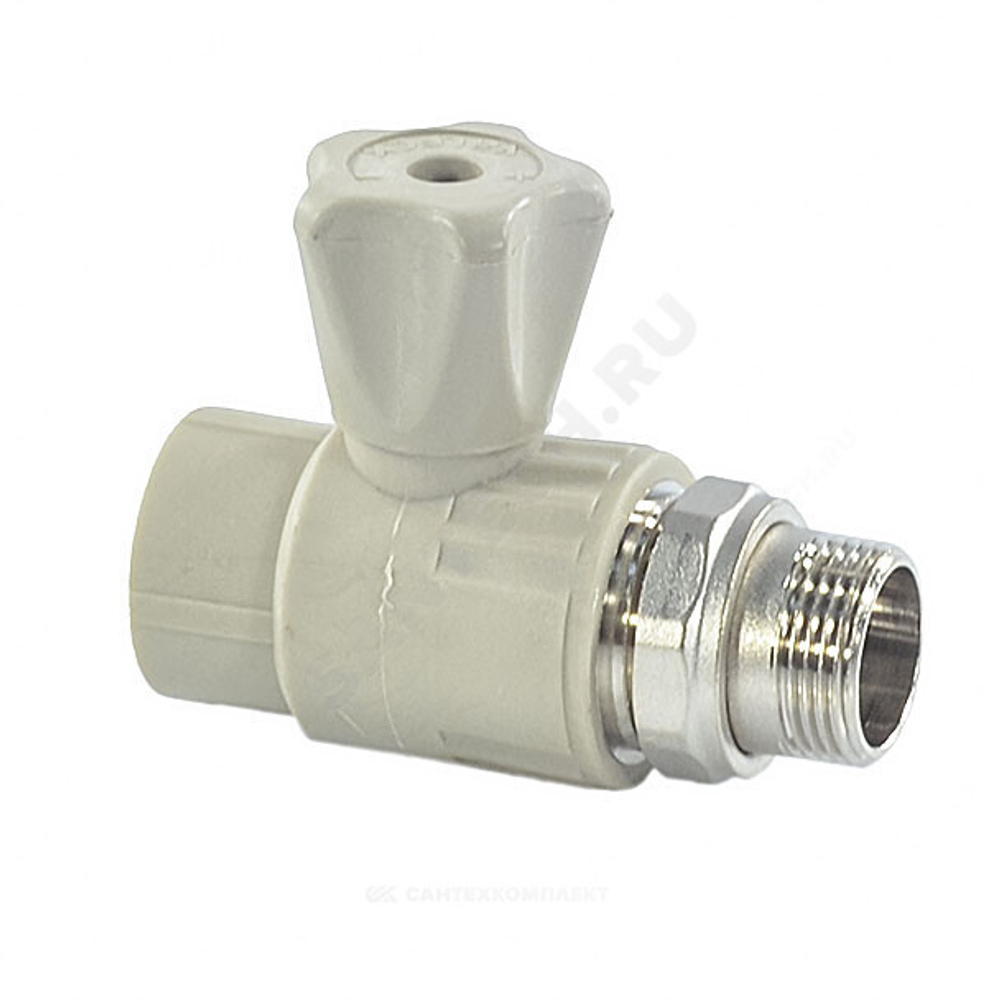 Кран шаровой PP-R серый Дн 20х1/2" НР прямой для радиатора VALFEX 10149020Г