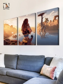 Модульная картина "Horizon zero dawn sun" 150х70см