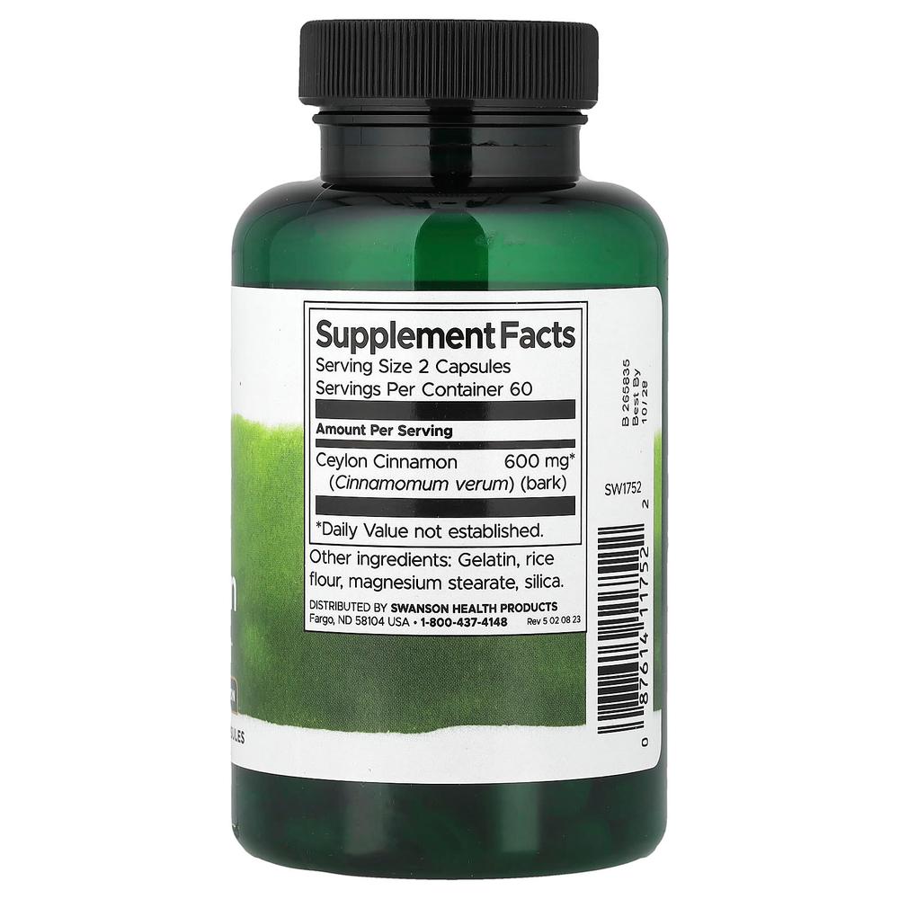Swanson Vitamins, Full Spectrum®, корица, 120 капсул (300 мг в 1 капсуле)