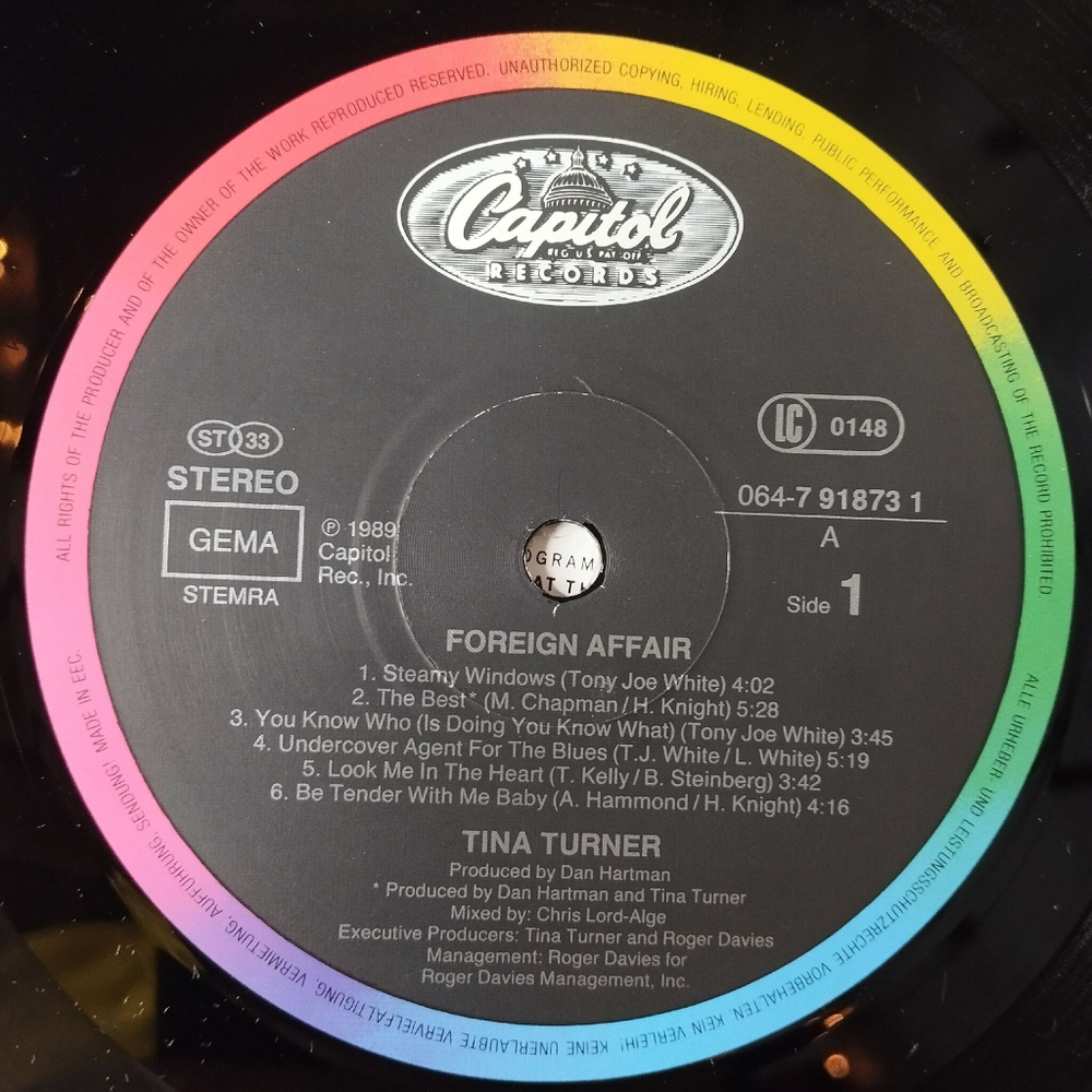 Винтажная виниловая пластинка LP Tina Turner Foreign Affair (Germany 1989) Steamy Windows