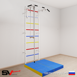 Шведская стенка Sv Sport 5154 (Турник стандарт/Канат/Трапеция/Мат 1м)