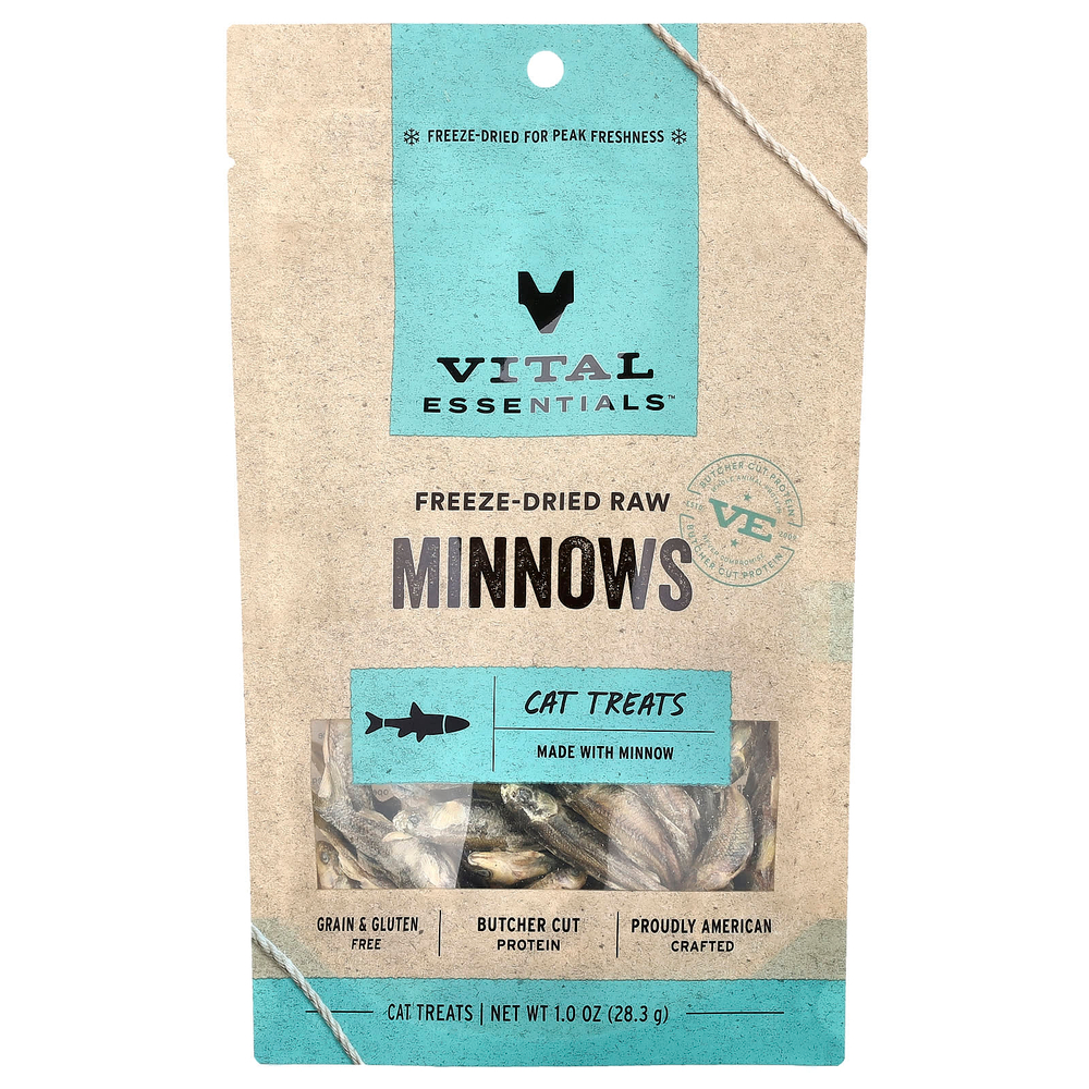 Vital Essentials, сублимированные необработанные лакомства для кошек, Minноу, 28,3 г (1 унция)