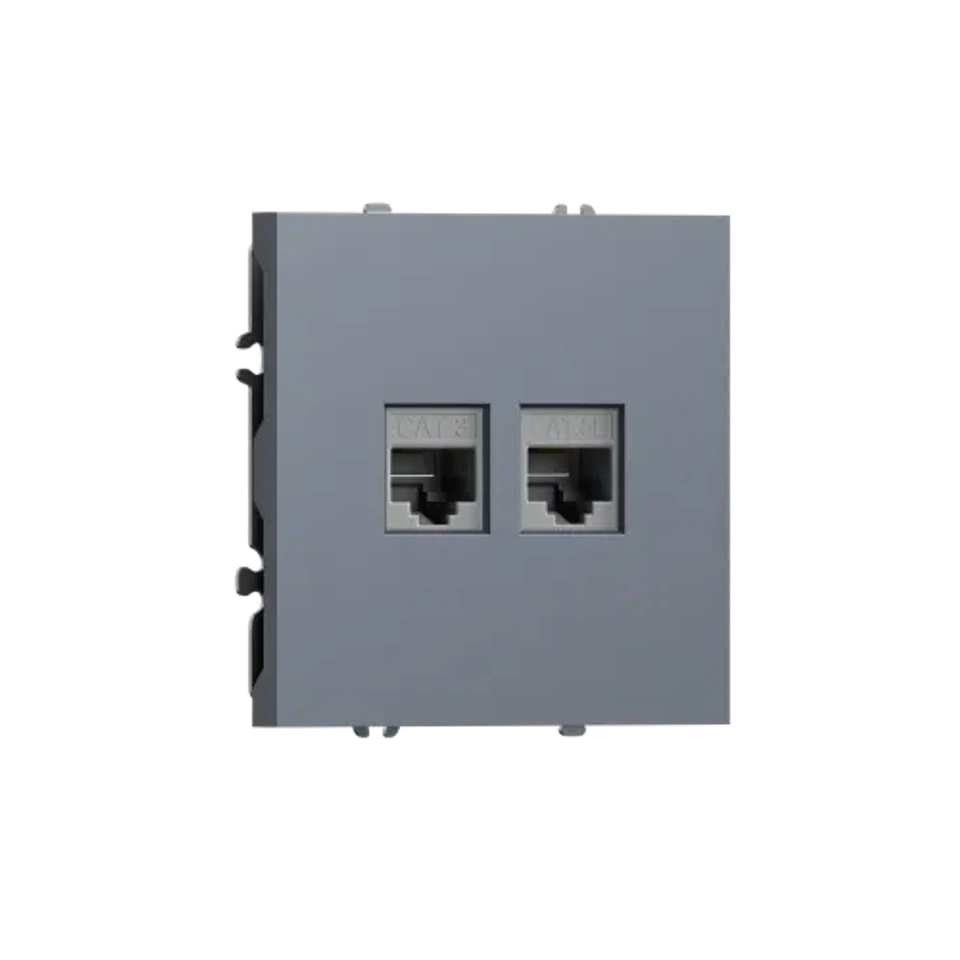 Розетка комбинированная RJ11 + RJ45 (cat.3/5e/ClassE-4/8), сталь DONEL S08