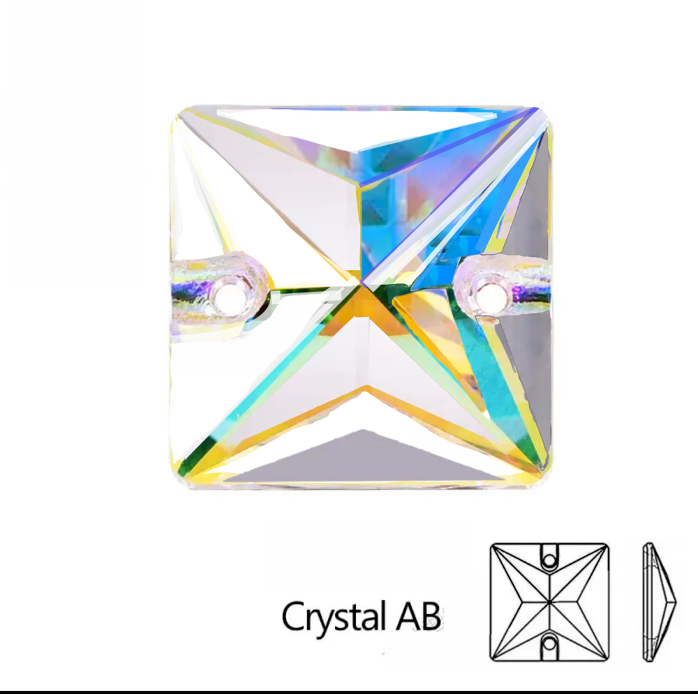 Стразы пришивные, Square, Crystal AB, 001AB, 16mm, (72 ea/pkg), 5A+, (F2)