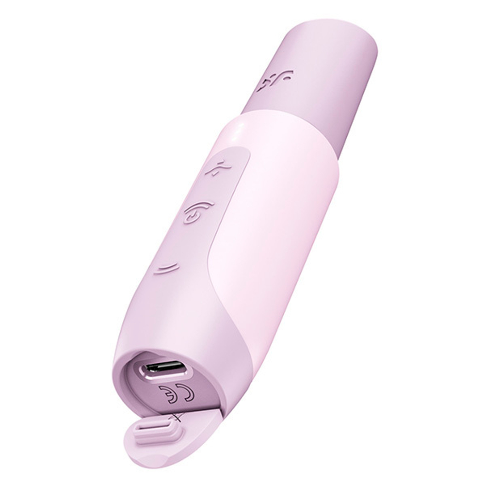 Сиреневый вакуумный стимулятор 13см в виде губной помады Satisfyer Secret Kiss 3D