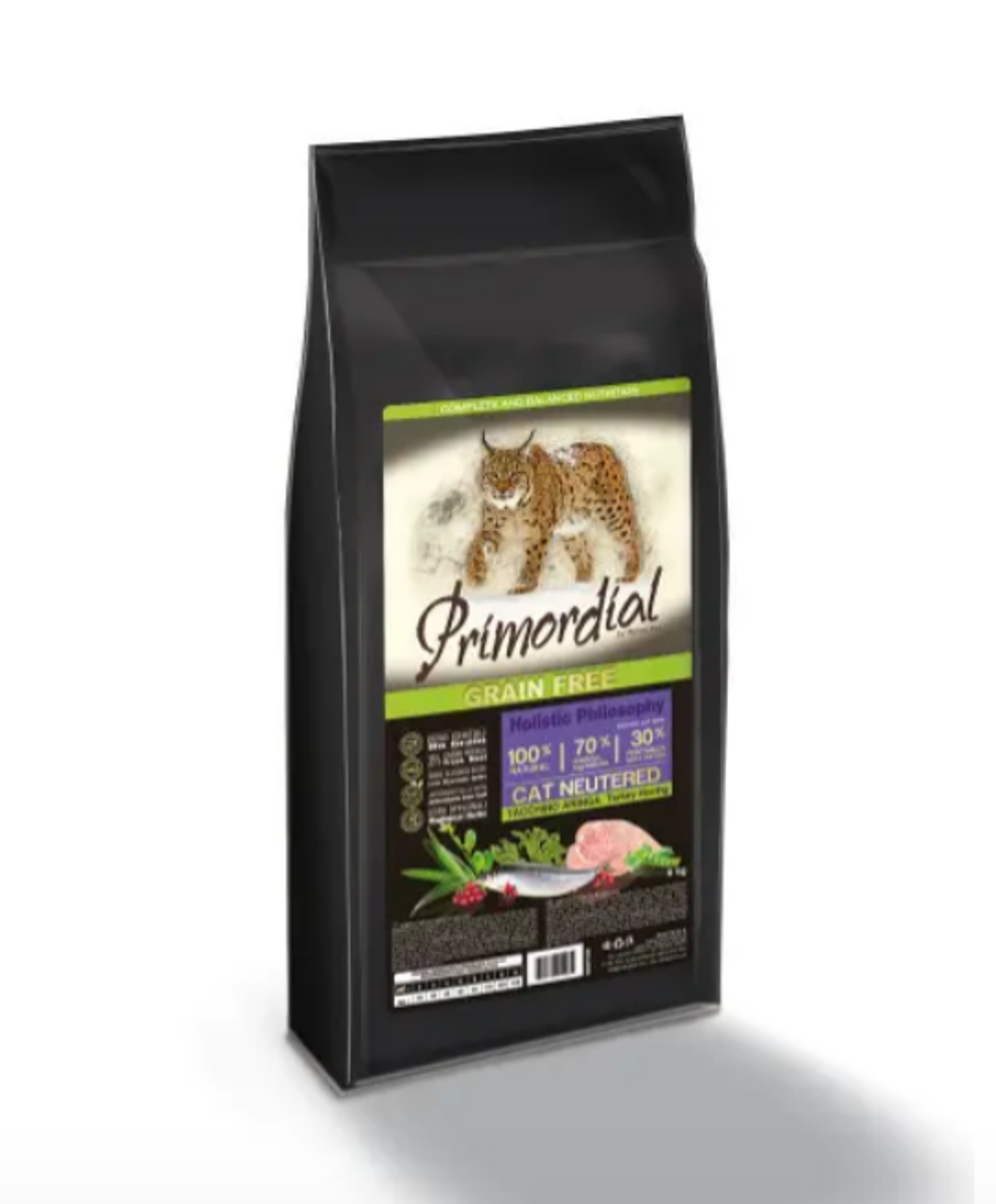 Primordial Grain Free Cat Sterilizzato (Примордиал) сухой корм для стерилизованных кошек с индейкой и селедкой 6 кг