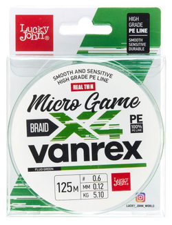 Леска плетёная LJ Vanrex MICRO GAME х4 BRAID Fluo Green 125 м, 0,12 мм