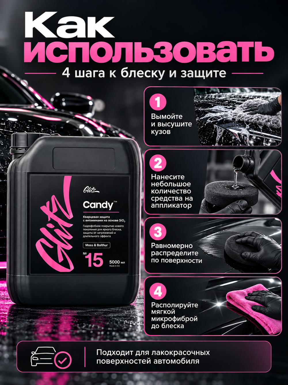 GLITZ 15 Candy - Кварцевое покрытие с полимером на основе SiO2 5 л