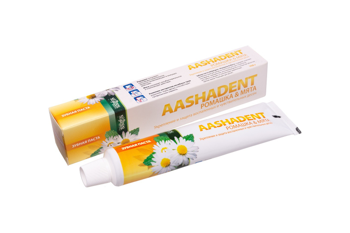 АКЦИЯ! Зубная паста Herbals Aasha Aashadent Ромашка и мята для воспаленных и чувствительных десен, 100 г