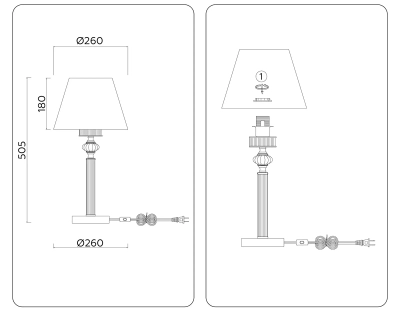 Светильник настольный LH71007 BN/WH никель/белый E14 max 40W D260*505