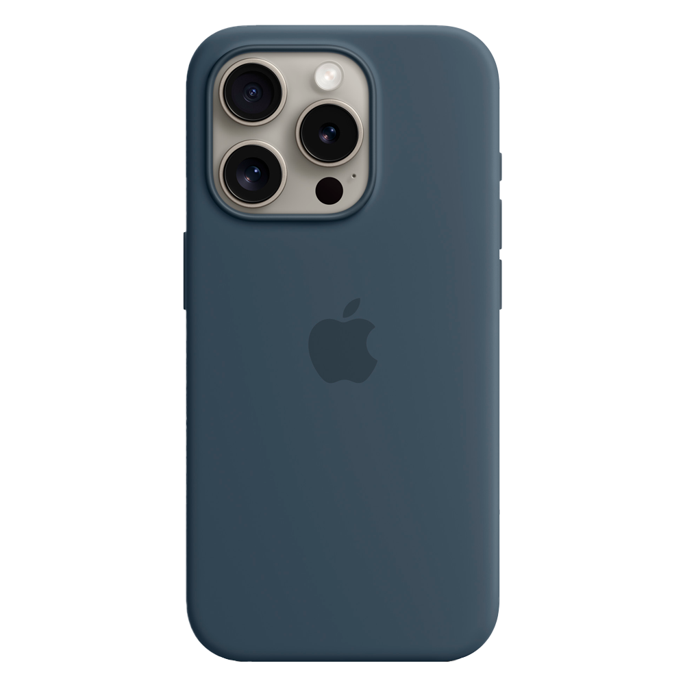 Силиконовый чехол с поддержкой MagSafe Apple Silicone Case для iPhone 15 Pro, Storm Blue (Штормовое небо)