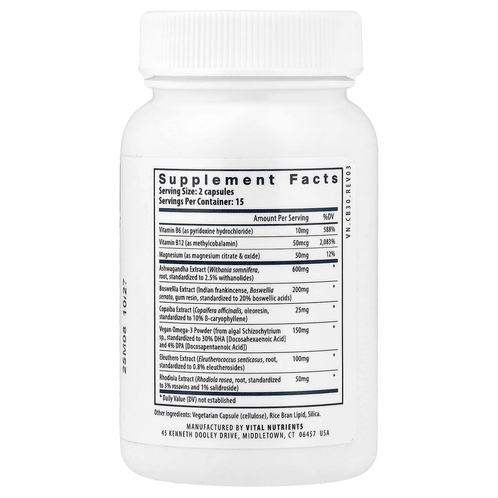 Vital Nutrients, Cortisol Balance, 30 веганских капсул