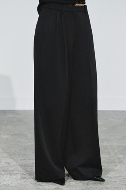 ZARA БРЮКИ СО СКЛАДКАМИ — ZW COLLECTION, ЧЕРНЫЙ