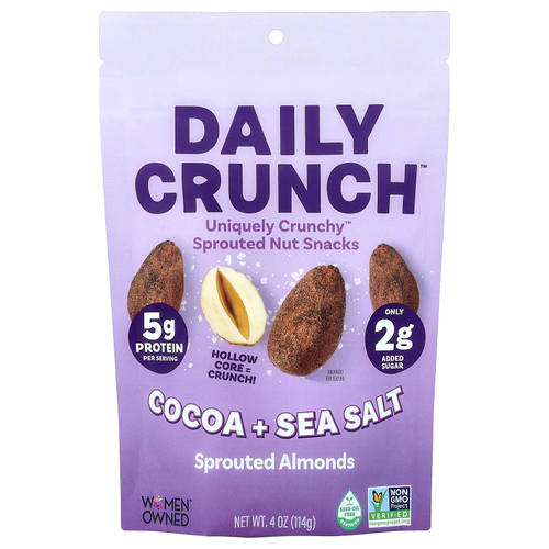 Daily Crunch, пророщенный миндаль, какао и морская соль, 114 г (4 унции)