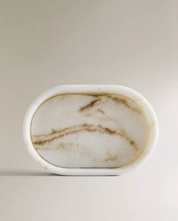 ZARA HOME МЫЛЬНИЦА ДЛЯ ВАННОЙ С МРАМОРНЫМ УЗОРОМ, ЭКРЮ