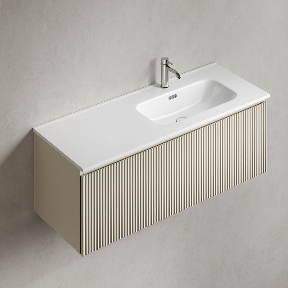 Тумба подвесная SANCOS Сноб Р 1.0 (Snob R 1.0) 995х445х406, c одним ящиком оснащенным доводчиками, Бежевый матовый (Beige Soft), арт.SNR1.0100RCE