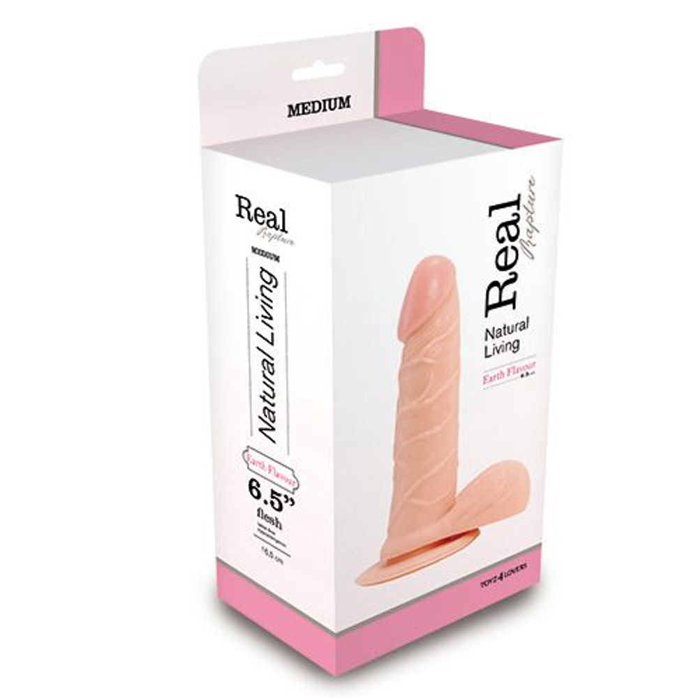 Телесный фаллоимитатор с венками REALISTIC DILDO REAL RAPTURE - 19 см. (Цвет: телесный)