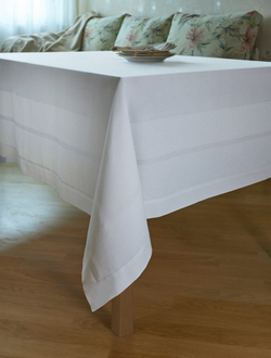 Скатерть 160х225 и 8 салфеток Vallesusa Chromo Satin 14873 белые