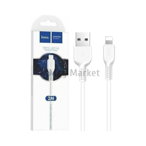 Зарядный кабель Hoco X20, USB-A - Lightning, 2A, 10W, 2 м, белый