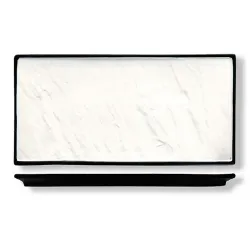 Блюдо прямоугольное 31*14 см h1,5 см Relief белое с черным бортом фарфор P.L. Proff Cuisine [3]