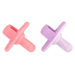 Munchkin, Sili-Soothe & Teethe ™, силиконовая соска и прорезыватель, от 3 месяцев, светло-розовый / светло-фиолетовый, 2 шт. В упаковке